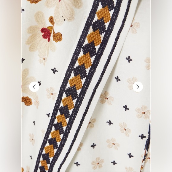 Farm Rio Flower Fan Tapestry Wrap Midi Skirt Linen Embroidered Small Boho Beachy - Picture 3 of 15